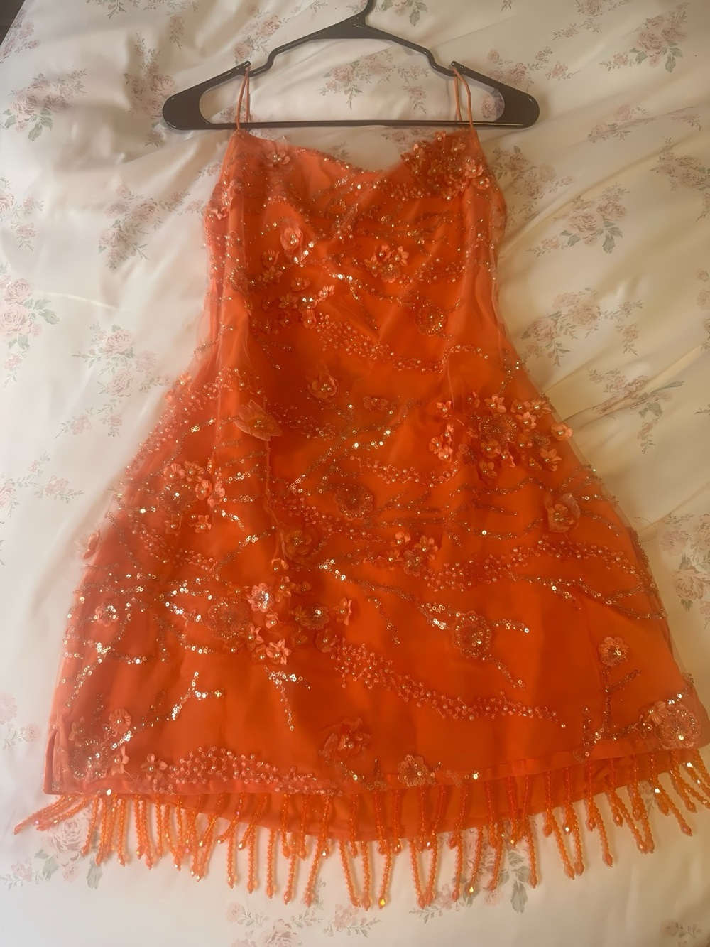 AKIRA Orange Sequin Embellished Dress